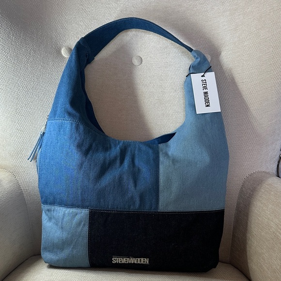 Steve Madden Handbags - Steve Madden Denim and Black Hobo Bag With small Crossbody bag inside